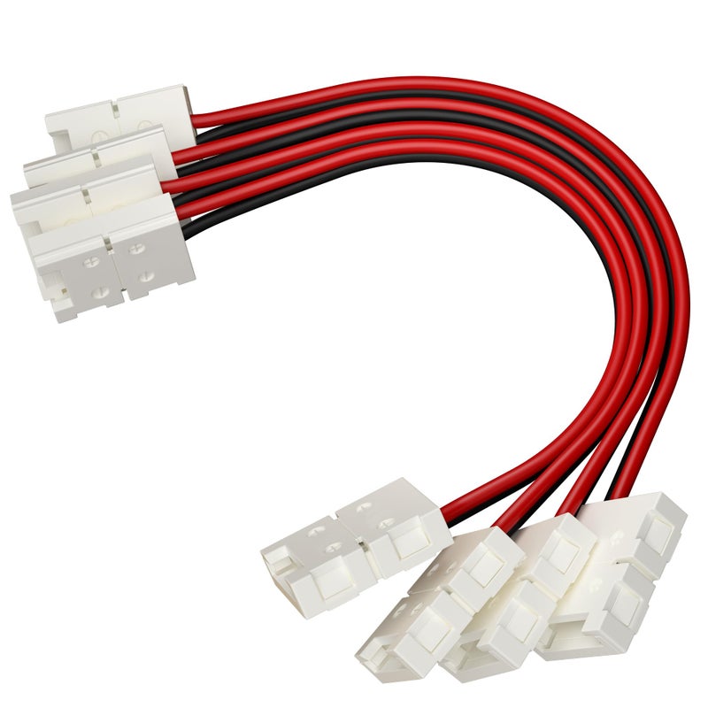 HitLights LED Light Strip Connector, 8mm Single Color 3528-6 Inch Any Angle Strip to Strip, 4 Pack - Image 1